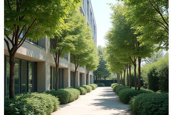 日差しを遮る植栽がある省エネルギービル