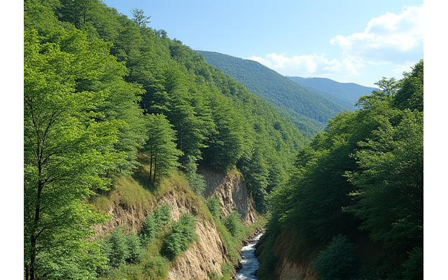 滋賀県での土砂崩れ現場が、原生植物で緑化され安定した状態になった様子
