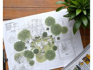 ポリネーターガーデンの詳細な設計図面と植物リスト