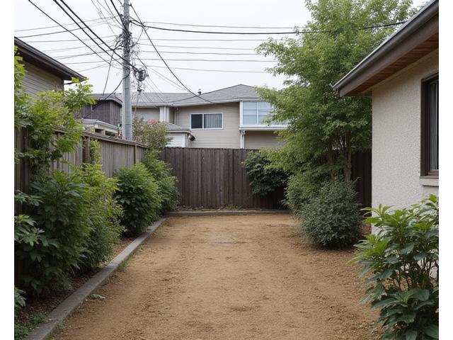 ワークショップ受講前の殺風景な自宅裏庭
